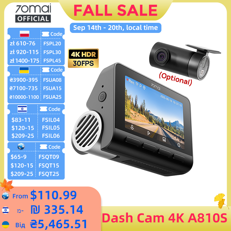 Home Cinema Blu Ray Sony - 70mai Dash Cam A810S 4K HDR