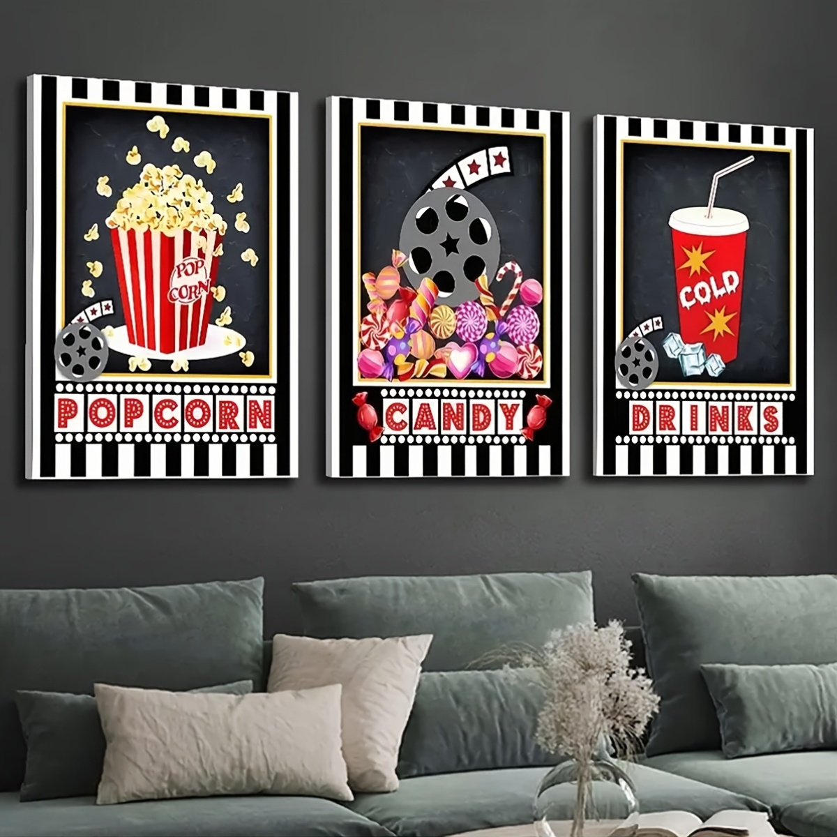 3pcs Frameless Wall Art Deco,  - огляд і ціна Home Cinema Logo