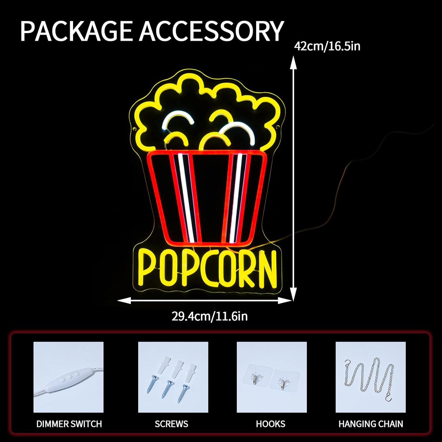 Popcorn Neon Sign Dimmable Foo - огляд і ціна Home Cinema Food