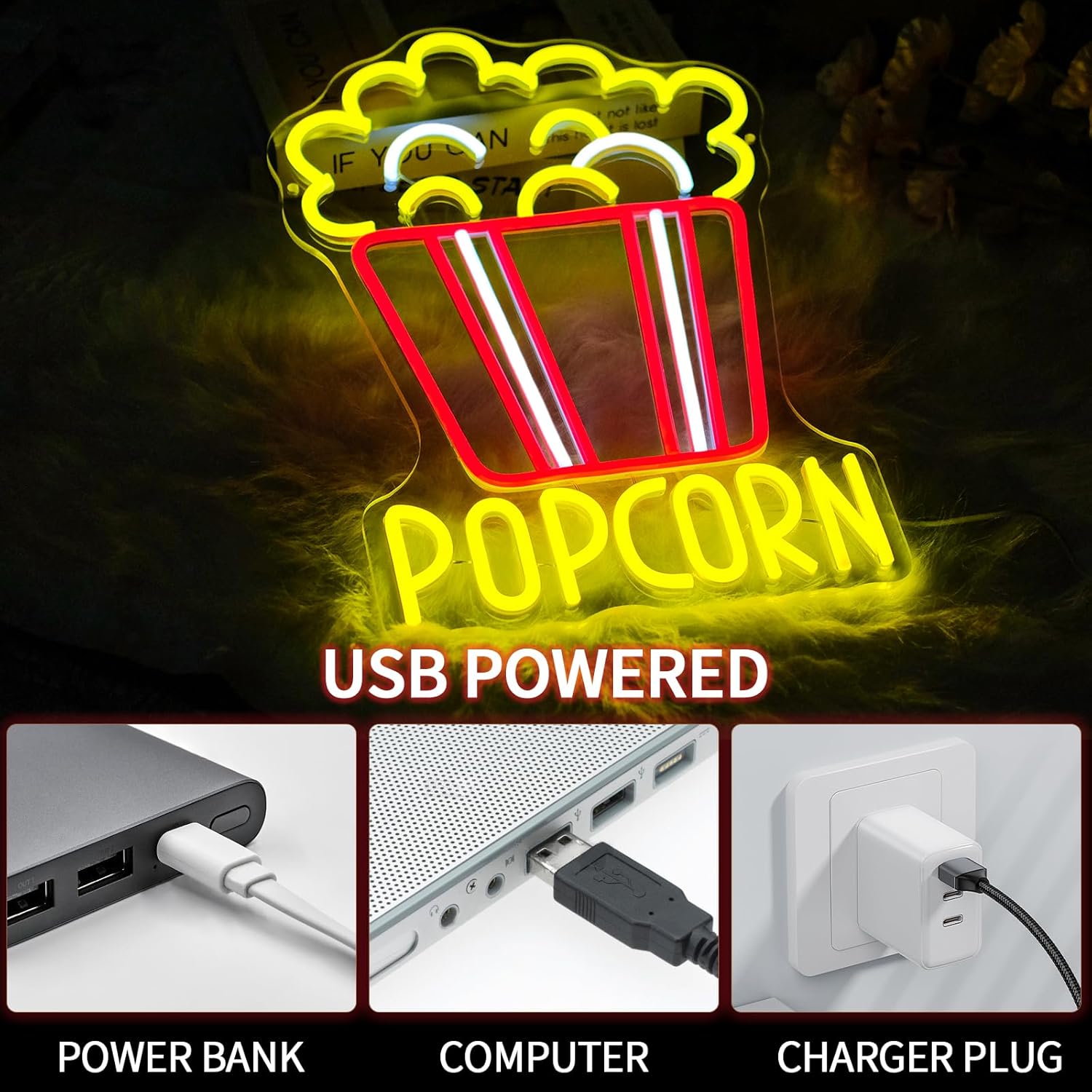Popcorn Neon Sign Dimmable Foo - огляд і ціна Home Cinema Food